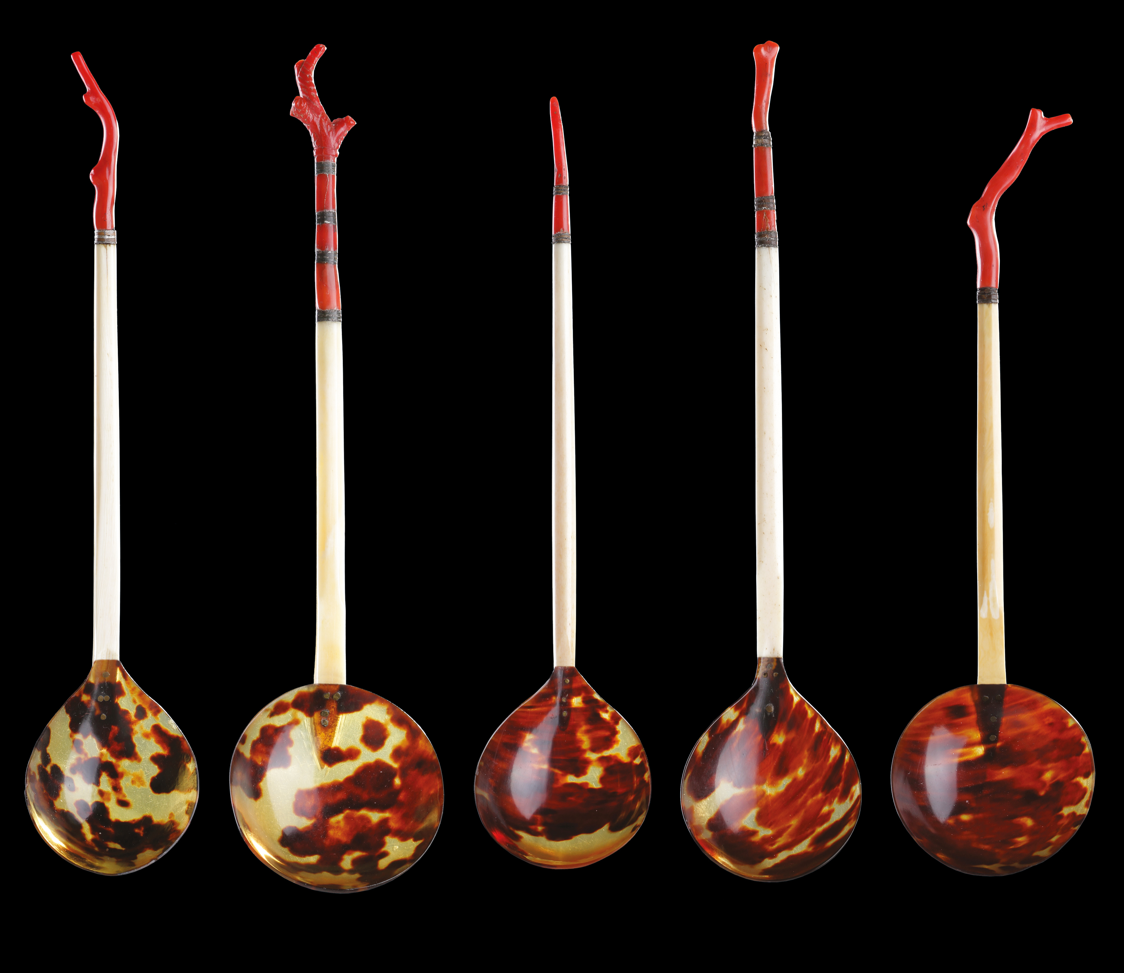 Fine Collection of Five Ottoman Sherbet Spoons